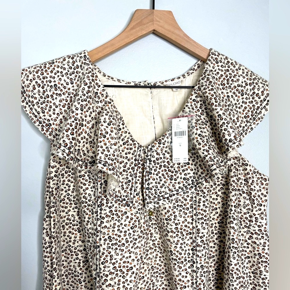 NWT Pilcro By Anthro V-Neck Ruffle Denim Mini Dress - Picture 8 of 12
